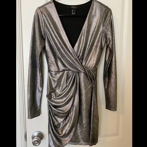 Silver Long sleeve Cocktail Dress